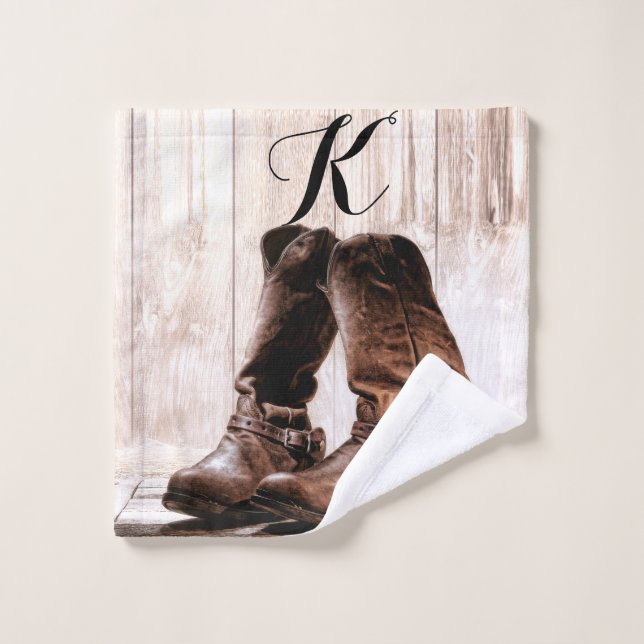 Personalised Wash Cloth boots country rustic weste (Wash Cloth)