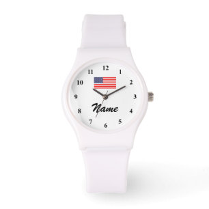 Personalised watch with name and American flag
