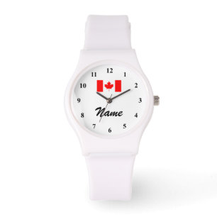 Personalised watch with name and Canadian flag