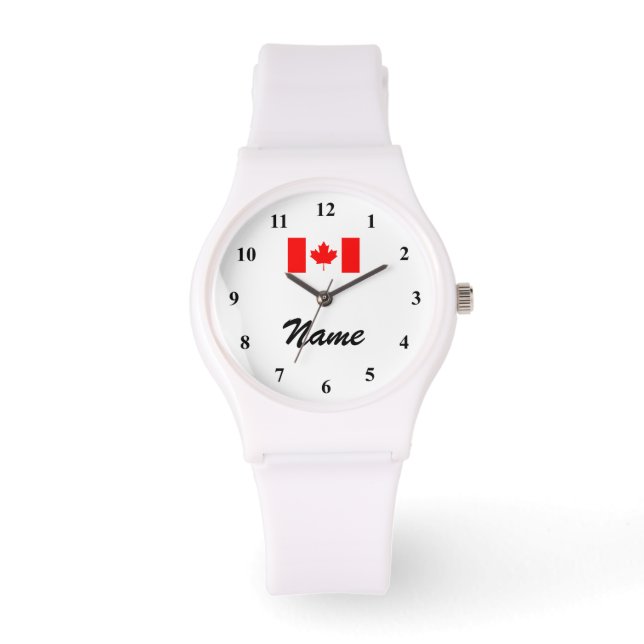 Personalised watch with name and Canadian flag (Front)