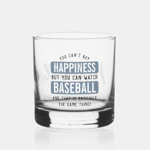 Personalised Watching Baseball is Happiness Funny Whiskey Glass