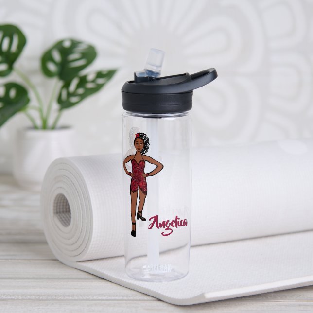 Personalised Water Bottle Ruby Ruffle #1 (Yoga (Rotated))