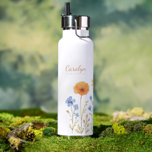 Personalised Water Bottles, Custom Floral Travel Bottle