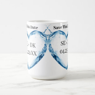 Personalised Water Heart  Save This Date Coffee Mug