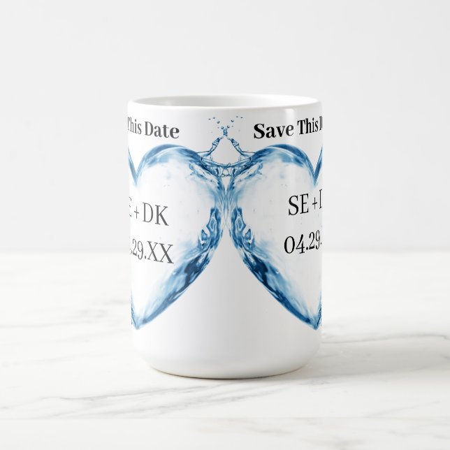 Personalised Water Heart  Save This Date Coffee Mug (Center)
