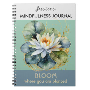 Personalised Water Lily Green Mindfulness Journal