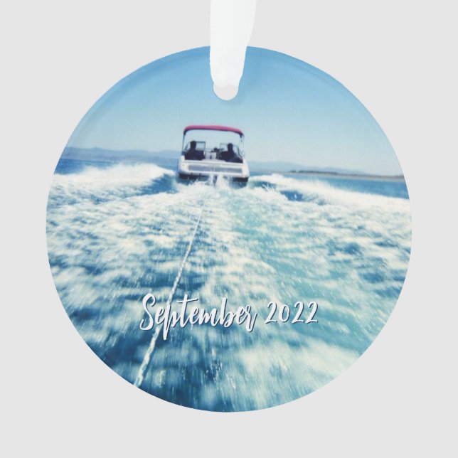 Personalised Water Sports Speed Boat Photo Ornament (Front)