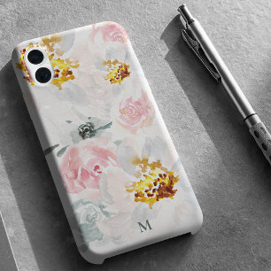 Personalised Watercolor Airy Floral Art Monogram iPhone 16 Case