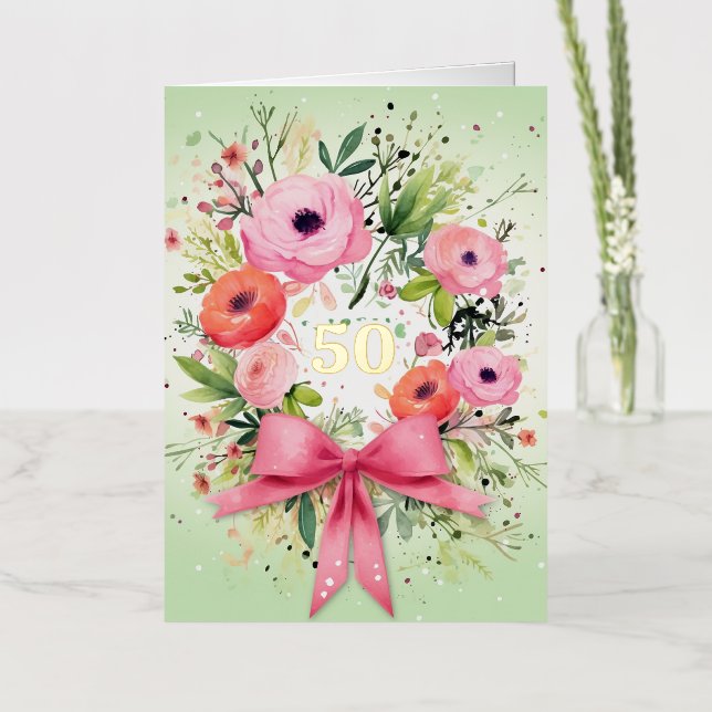 Personalised Watercolor Anniversary Elegant Card  (Flower)