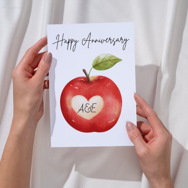Personalised Watercolor Apple Anniversary Card (Creator Uploaded)