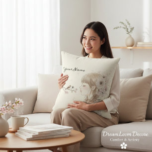 Personalised Watercolor Art with Name Gift for Her Cushion