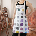 Personalised Watercolor Artist Apron<br><div class="desc">This apron is decorated with a pattern of samples of watercolors in soft muted shades. Perfect for an artist or someone who enjoys painting. Personalise this apron with your name or monogram. Because we create our art work you won’t find this exact design from other designers. Original Watercolor © Michele...</div>