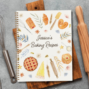Personalised Watercolor Baking Recipe Journal