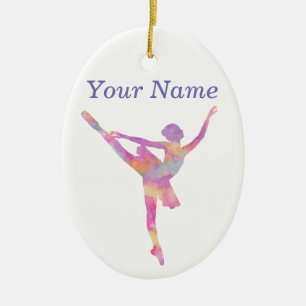Personalised Watercolor Ballerina Silhouette Ceramic Tree Decoration