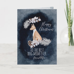 Personalised Watercolor Basenji Mum Christmas Holiday Card