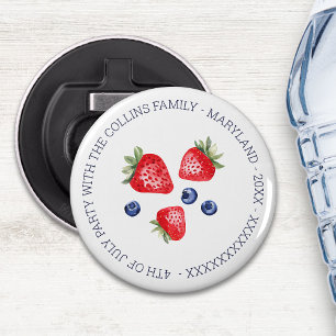 Personalised Watercolor Berries 4th of July Party Bottle Opener