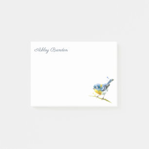 Personalised Watercolor Bird Flat Note Set of 50