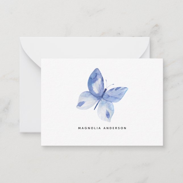 Personalised Watercolor Blue Butterfly Card (Front)