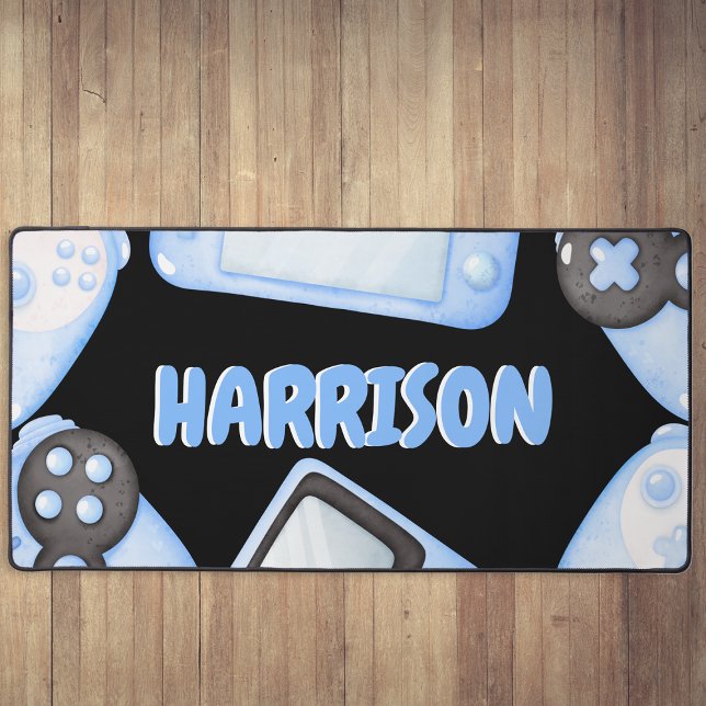 Personalised Watercolor Blue Gaming Desk Mat (Creator Uploaded)