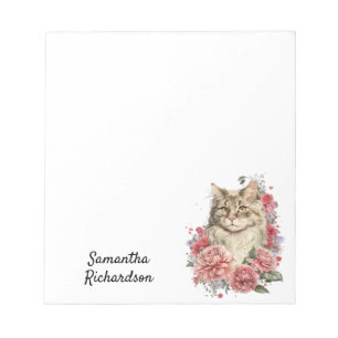Personalised Watercolor Boho Cat Notepad