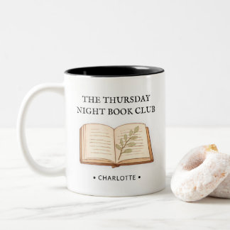 Personalised Watercolor Book Club Name Gift Two-Tone Coffee Mug