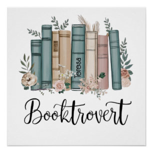 Personalised Watercolor Booktrovert Book-Lover Poster