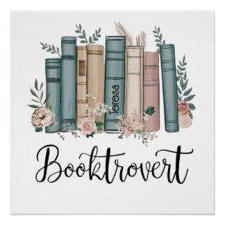 Personalised Watercolor Booktrovert Book-Lover Poster