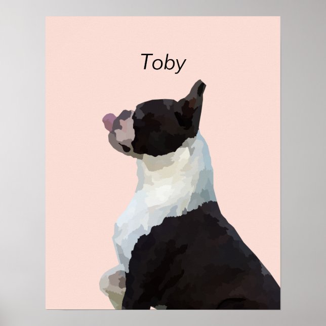 Personalised Watercolor Boston Terrier Dog Poster (Front)