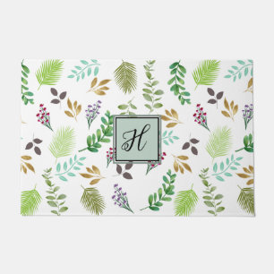 Personalised Watercolor Botanical Door Mat