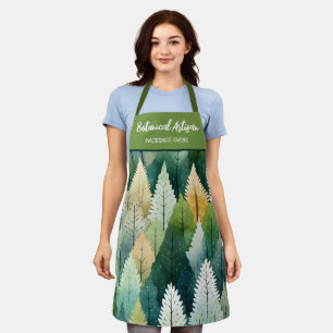 Personalised Watercolor Botanical Trees Women's Apron
