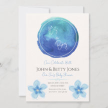 Personalised Watercolor Boy Baby Shower Invitation