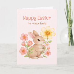 Personalised Watercolor Bunny Happy Easter  Holiday Card