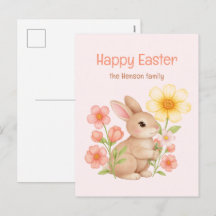 Personalised Watercolor Bunny Happy Easter 