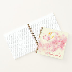 Personalised Watercolor Butterflies and Flowers Notebook