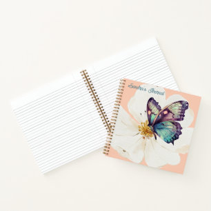 Personalised Watercolor Butterflies and Flowers Notebook
