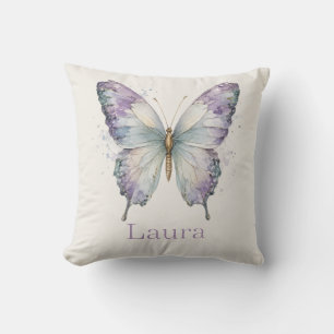 Personalised Watercolor Butterfly Name Design Cushion
