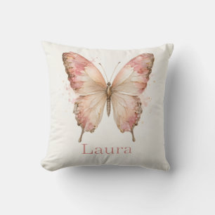 Personalised Watercolor Butterfly Name Design Cushion