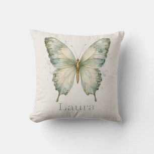 Personalised Watercolor Butterfly Name Design Cushion