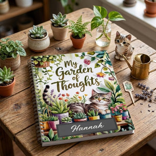 Personalised Watercolor Cat Plant Lover Journal