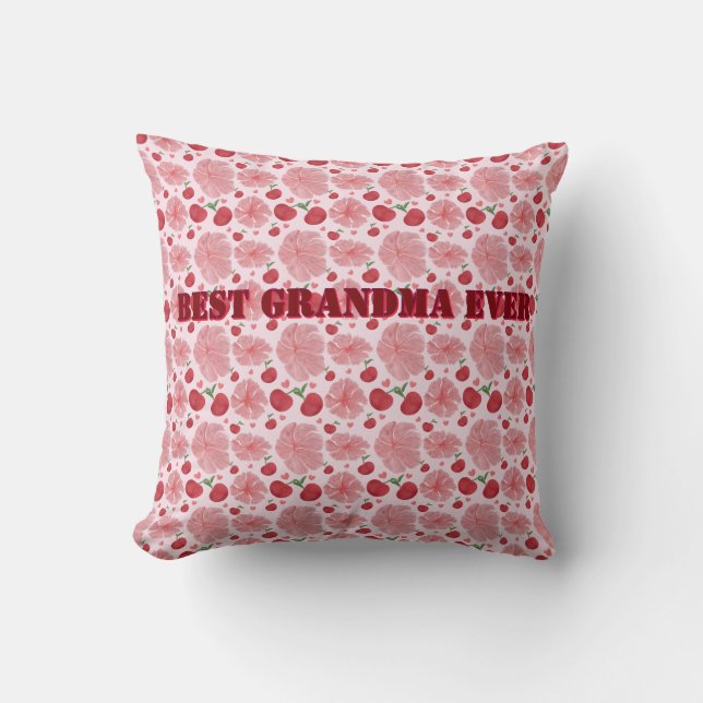 Personalised Watercolor Cherry Floral Pattern,  Cushion (Front)