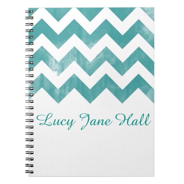 Personalised Watercolor Chevron Notebook (Front)