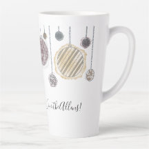 Personalised watercolor Christmas bulb latte mug