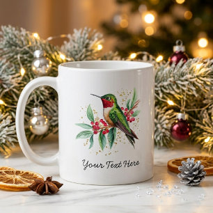 Personalised Watercolor Christmas Hummingbird Coffee Mug