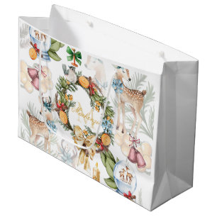 Personalised Watercolor Christmas Large Gift Bag