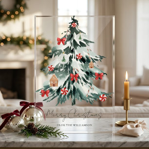 Personalised Watercolor Christmas Tree Acrylic Sign
