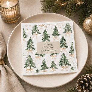 Personalised Watercolor Christmas Tree Napkins