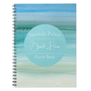 Personalised Watercolor Coastal Abstract Guestbook Notebook