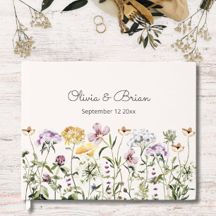 Personalised Watercolor Colourful Wildflower Garde Guest Book