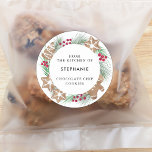 Personalised Watercolor Cookie Baking Classic Round Sticker<br><div class="desc">These Watercolor Christmas Cookie Baking Stickers are decorated with watercolor cookies,  foliage,  and berries. 
Personalise these festive stickers with your name and cookie type for a cute way to label your holiday baked goods. 
Easily customisable. Original Watercolor © Michele Davies.</div>
