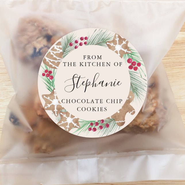 Personalised Watercolor Cookie Exchange Classic Round Sticker (Creator Uploaded)